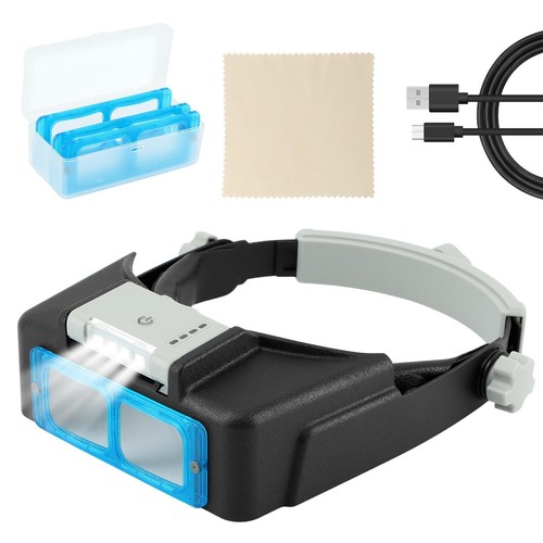 Headband magnifier with light - with,