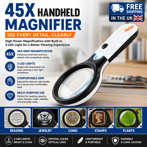 Handheld 45x magnifier reading - magnifier,