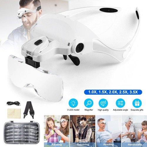 Magnifying glass headset - glass, led