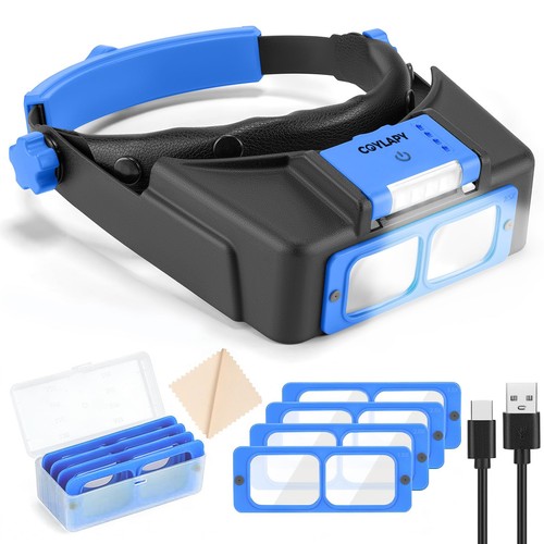 Headband magnifier with light - with,