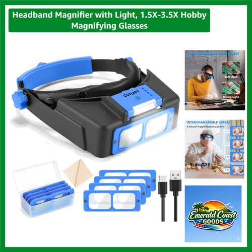 Headband magnifier with - magnifier, light